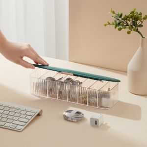 SUN ME Jewelry Storage Charging Cable Storage Box Cosmetic Container Cell Phone Charging Cable Nail Art Display Case Pill Case Rectangular Storage Box with Lid Office