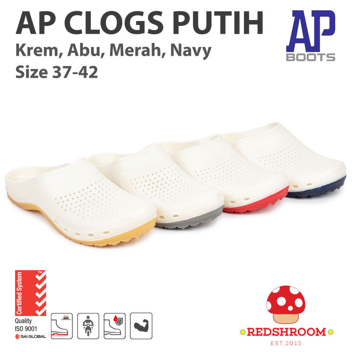Sandal Slop AP CLOGS Putih AP Boots Fashion Karet Lokal Nyaman