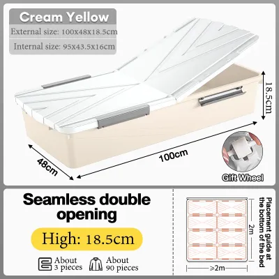 [1-3Pcs] Under Bed Storage Box Large-Capacity Wardrob Quilt Underbed Storage Box Organizer with Wheels Home Flat Toy Storage Container with Lid