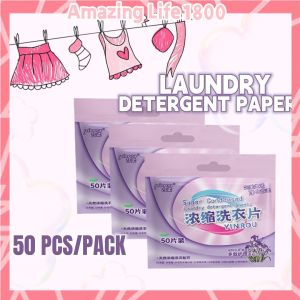 (50 PCS) Concentrated Laundry Detergent Paper Efficient Color Protect Sheet Laundry Tablets In Packs Soap Washing Cloth