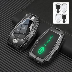 Luminous GAC Trumpchi Silicone Zinc Alloy Smart Car Key Fob Case Cover Shell Chain For GS3 Emzoom GS4 GS8 Empow Emkoo M8 M6 Pro GN6 Remote Holder Clear TPU Buttons Protector Leather Keychain