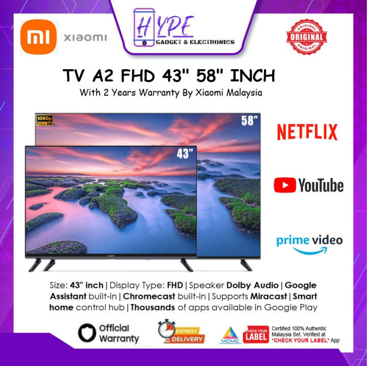 Xiaomi Tv A2 (FHD 43 inch & 4k Ultra HD 58 inch) Android TV™ (Android ...