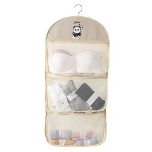 OKKFINE 2/3Layer Underwear Storage Bag with Hanger Large Capacity Socks Hanging Bag Durable Multi-layer Wardrobe Organizer