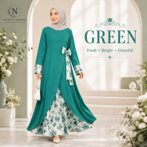 【NYDIA FASHION】ABAYA JUBAH FLORAL FULL DRESS LONG SLEEVE Muslimah Fashion