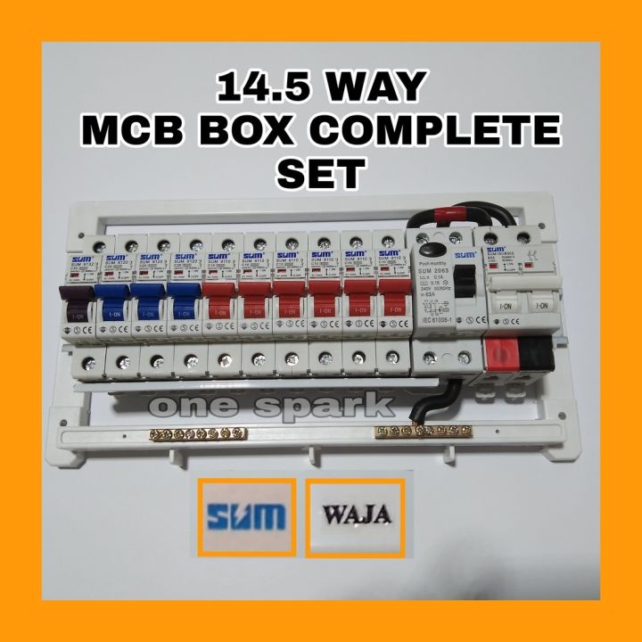 14 5 WAY PVC MCB BOX DB Box Full Set Complete With POWER CABLE MAIN SWITCH 63A ELCB 63A