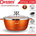 DESSINI ITALY 24CM Casserole Die Cast Aluminium Non Stick Pot Bowl Pan Cookware Tool with Cover. 