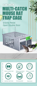กับดักหนู ที่ดักหนู กับดักหนูในบ้านขนาดใหญ่ 33x22x15 ซม. กับดักหนูแบบใช้ซ้ำได้ Mouse Trap กรงจับหนูประตูอัตโนมัติ กับดักหนู Rat Trap สามารถรองรับหนูได้ถึง 9 ตัว
