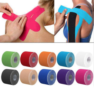 (S: 2.5cm x 5M) (M: 5cm x 5M) Kinesiology Tape Athletic Sport Recovery Tape Strapping Gym Fitness Tennis Running Knee Muscle Protector Scissor