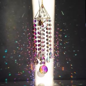 FFBH Crystal Pendant Wind Chime Bedroom Window Beautiful Hanging Sun Catcher Aesthetic Pretty Outdoor Wind Chime Home Decorations K7M2P