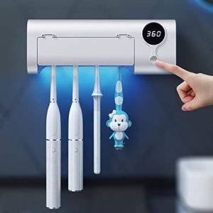 UV toothbrush disinfector with disinfection and timing functions rechargeable toothbrush cleaner non perforated bathroom toothbrush holder wall mounted toothbrush disinfector