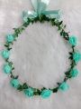 Bando Flower Crown  full bunga spon mawar pita besar. 