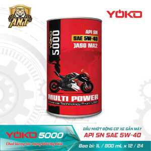 Nhớt Xe Máy Số Yoko 5000 5W40 Lon Đỏ Tròn Cao Cấp 0.8L - Dầu Nhớt Chính Hãng (Có Thể Dùng Cho Tay ga)