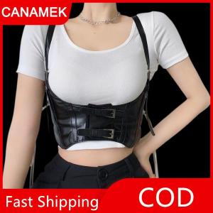 【CANAMEK】 Phụ nữ thời trang vành đai rộng Corset da corselet mô hình eo-to-vai da vành đai cơ thể khai thác Goth phụ kiện quần áo