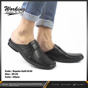 Sepatu Pria Kulit Pantofel Casual Kerja Kantor B-04 Sepatu Bustong Formal Slip On Santai