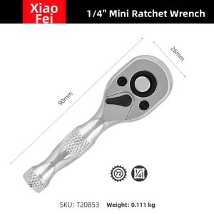 COMEMECO Đầu khẩu 1/4 3/8 1/2 inch Cờ lê bánh cóc 72 Răng Thiết kế 2 trong 1 Cờ lê đầu khẩu Bền bỉ Kích thước ngắn Cờ lê hai đầu Dành cho việc sửa chữa ô tô.
