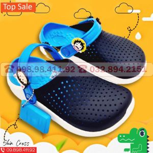 Dép Cross Cho Bé Dạng Sục Lít Xanh Dương Navy DEPCR6YH1 Tawgnj Thêm 6 Jibitz Đế Răng Cưa Chống Tơn Chất Liệu Nhựa Mềm Giúp Bảo Vệ Chân