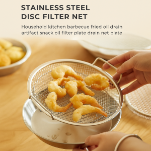 Stainless Steel Disc Filter Net  Kitchen Sink Strainer Drain Filter Net Household Kitchen Barbecue Fried Oil Drain Artifact