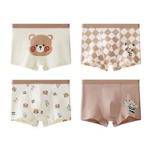 KUCHAR 4pcs/Lot Boys Underwear3-Styles Available Cotton Kids Panties Children Comfortable Breathable Briefs Cute Cartoon Pattern Boy Boxers