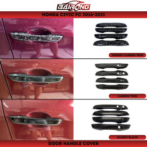 [BAIRONG]Honda Civic Fc G10 2016-2021 Carbon Trim&Glossy Black Door Handle&Bowl Garnish Protector Cover