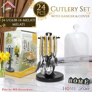 FIORENZA perlengkapan makan sendok garpu set stainless motif Black Marble / tableware set cutlery fork spoon MH-925