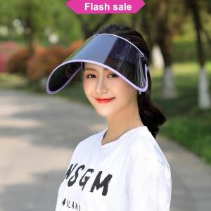 SHENHAO2🎀 Ngoài trời Chống UV Visor Sun hat người đàn ông phụ nữ có thể gập lại thể thao năng lượng mặt trời bảo vệ di động che mặt lá chắn mũ che nắng mùa hè Mũ mặt trời