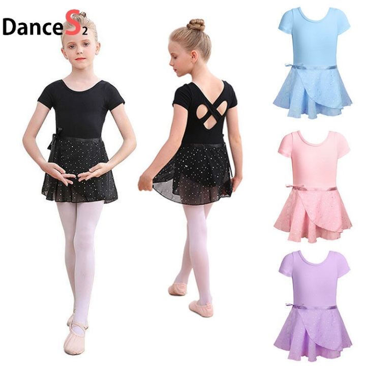 Children's ballet dance dress short-sleeved training dress two-piece  physical examination performance costume