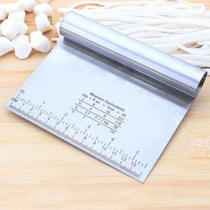 Stainless Steel Dough Cutter Scraper Baking Smoother Cake With Measure Standards Graham Bar Cutter Kitchen Pastry Utensils Chopping Handy 12*15Cm