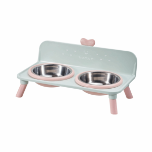 MNTT Stainless Steel Pet Cat Bowl Anti-slip High-foot Pet Food Water Station Love-heart Durable Dog Water Bowl Pet Feeding