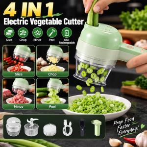 4 IN 1 Electric Vegetable Cutter Food Peel Slicer Handheld Wireless Garlic Masher Food Chopper Meat Grinder Home kitchen Mincer