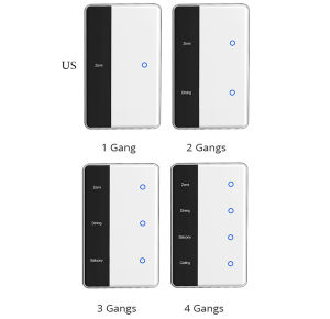 Zemismart Display Name Light SwitchZigbee MESH Touch Botton Screen Neutral Light Switch4Gang witch Zigbee IR use for ACTVWorks with Tuya AlexaGoogle Home for Voice/Timer Control.Horizontal and vertical US 1/2/3/4 Gang.Tuya Zigbee Hub Required