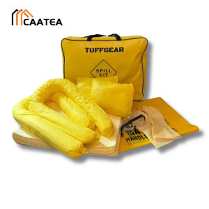 30L 8 Gallon Universal Spill Response Kit Portable Emergency Spill Cleanup Kit for Oil Water Hazardous Liquids Industrial Lab Construction Spill Kit with Absorbent Mats Socks Pillows Gloves Goggles Yellow Carry Bag