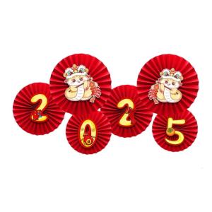 New Year Paper Fan Flower Ornament Unique 2025 New Year Paper Fan Flowers Wall Decoration To Enhances Festival Spirit