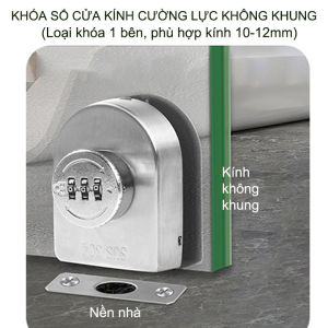Khóa số cửa kính cường lực không khung bằng inox 304 chỉ khóa bên ngoài (8311-Kính-Nền tường)