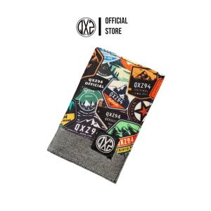 QXZ94 Dompet Pria Kulit Kanvas Kombinasi Sintetis Motif Print Tanggung 3/4 Lipat Kartu Polos Coklat