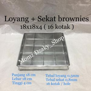 Loyang Brownies sekat 18x18x4cm isi 16 kotak / Loyang sekat Brownies / Loyang Sekat / Sekat Loyang / Loyang Brownies / Loyang Kue / Cetakan Kue / Bisa Cod / Loyang