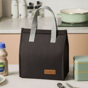 CRNGW Travel Casual Insulation Package Solid Color Picnic Food Bag Cooler Lunch Box Bag Thermal Breakfast Organizer Food Hand Bags Tote Canvas Lunch Bag Waterproof Lunch Bag
