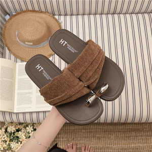 [Free Shipping] WomenS Pleated Slip-On Sandals For Outdoor Wear 2026 Summer Flat Roman Casual Sandals With A High-End Feel
