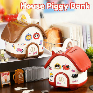 House Piggy Bank with Key Lock Creative Portable Large Capacity Children Holiday Gifts Desktop Decor