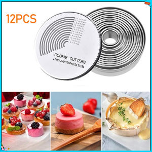 [Local Shipment]12 PCS/Set DIY Biscuit Mold Set Round Stainless Steel Cake Fondant Pastry Tool Suitable For Donuts Chocolate Decorating