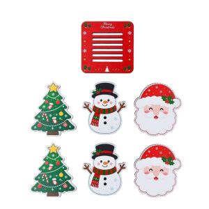 RUMI Anti-scald Christmas Coasters Set Wooden Snowman Xmas Coffee Coasters Party Supplies Santa Claus Drink Insulation Pad Home Decor
