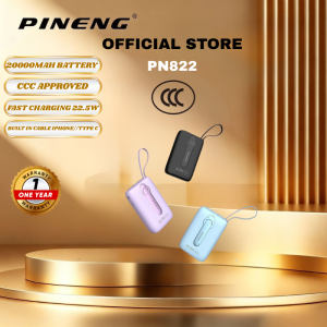 3c(ccc) Pineng Power Bank PN832PD PN822pd 20000mAh PD 22.5W 20W Fast Charging Powerbank Built in Dual-Cable Portable Charger Digital Display For Phone