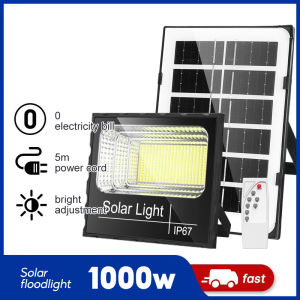 Solar Flood Lights Outdoor Waterproof - IP67 Security Floodlight Dusk to Dawn Auto On/Off 6500K Solar Powered Lights Outside with Remote Control for Wall Porch Patio Backyard Garden Barn​ Shed