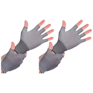 2คู่ล่อกลางแจ้งถุงมือตกปลาฤดูร้อนบางสอง/ครึ่งนิ้วถุงมือพิมพ์ลายจุดสำหรับการขี่จักรยานและกีฬากลางแจ้งที่ทนทาน