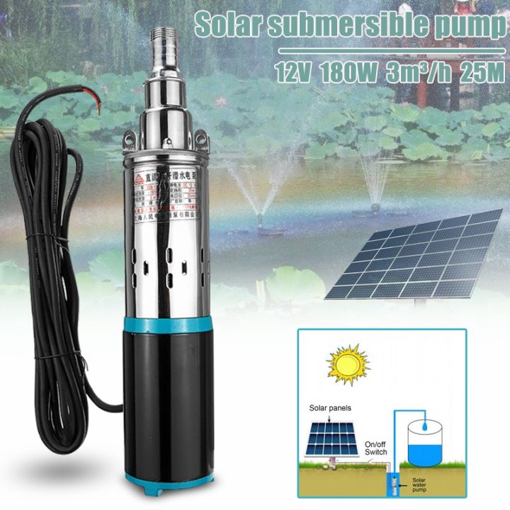 thumbnail image 2 of DC12V 200W Stainless Steel Solar Submersible Pump – Deep Well Water Pump 1500L/H 20m Head 2 of 6
