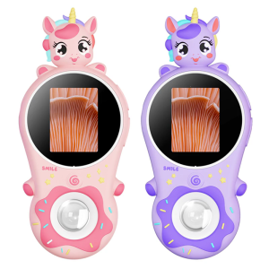 กล้องจุลทรรศน์ดิจิตอลขนาด2นิ้วหน้าจอสี IPS แว่นขยายแบบมือถือแบบพกพากำลังขยาย500x พร้อมไฟ LED สำหรับเด็ก