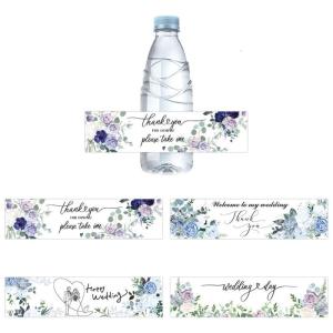 24pcs Wedding Water Bottle Labels Waterproof Thank You Water Bottle Wrap Sticker for Engagement Wedding Decorations