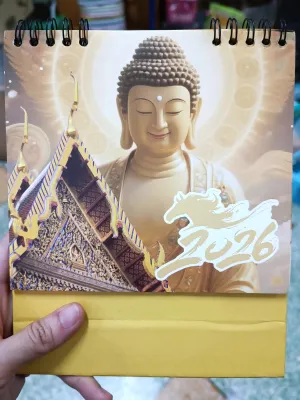 พิเศษ!! ชุดสติ๊กเกอร์วันพระ+วันสำคัญ😍ปฏิทิน 2026/2569 ปฏิทินการ์ตูน🗓ปฏิทินตั้งโต๊ะ 15x16ซม. กระดาษดี พิมพ์ชัด สีสด จดโน็ตได้