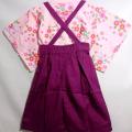 Baju Anak Perempuan Kimono Jepang Motif Bunga Set Overall Celana. 