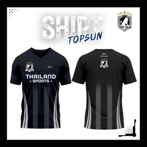 GREAT SHOP เสื้อกีฬา คอวี แฟชั่นพิมพ์ลาย ใส่ออกกำลังกาย ผ้าไมโครสปอร์ตพิมพ์ลาย เบาสบายระบายอากาศ