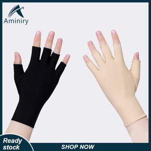Aminiry[Love sports] Summer Ice Silk Half Fingers Gloves Women Breathable Thin Fingerless Gloves Outdoor Riding Driving Gloves Sunscreen Mittens